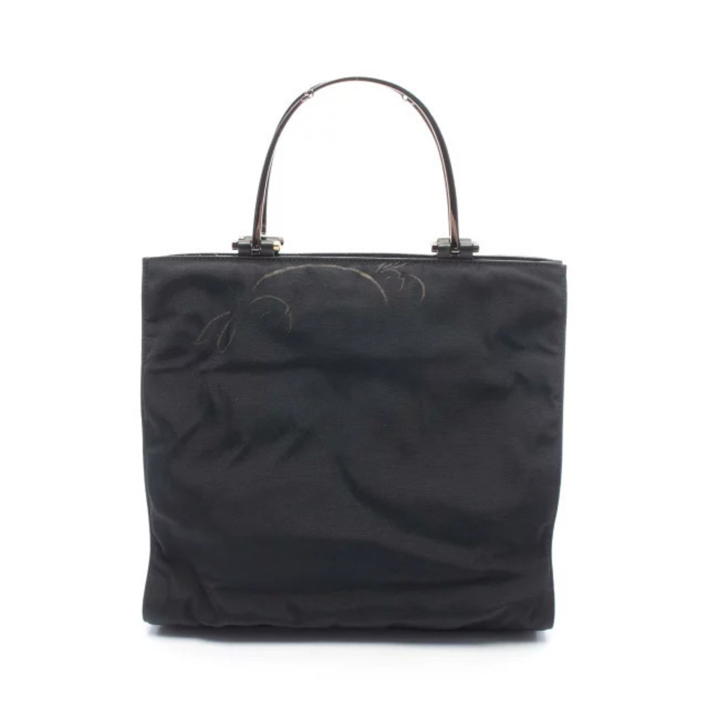 Gucci Tote Bag Leather Canvas Black